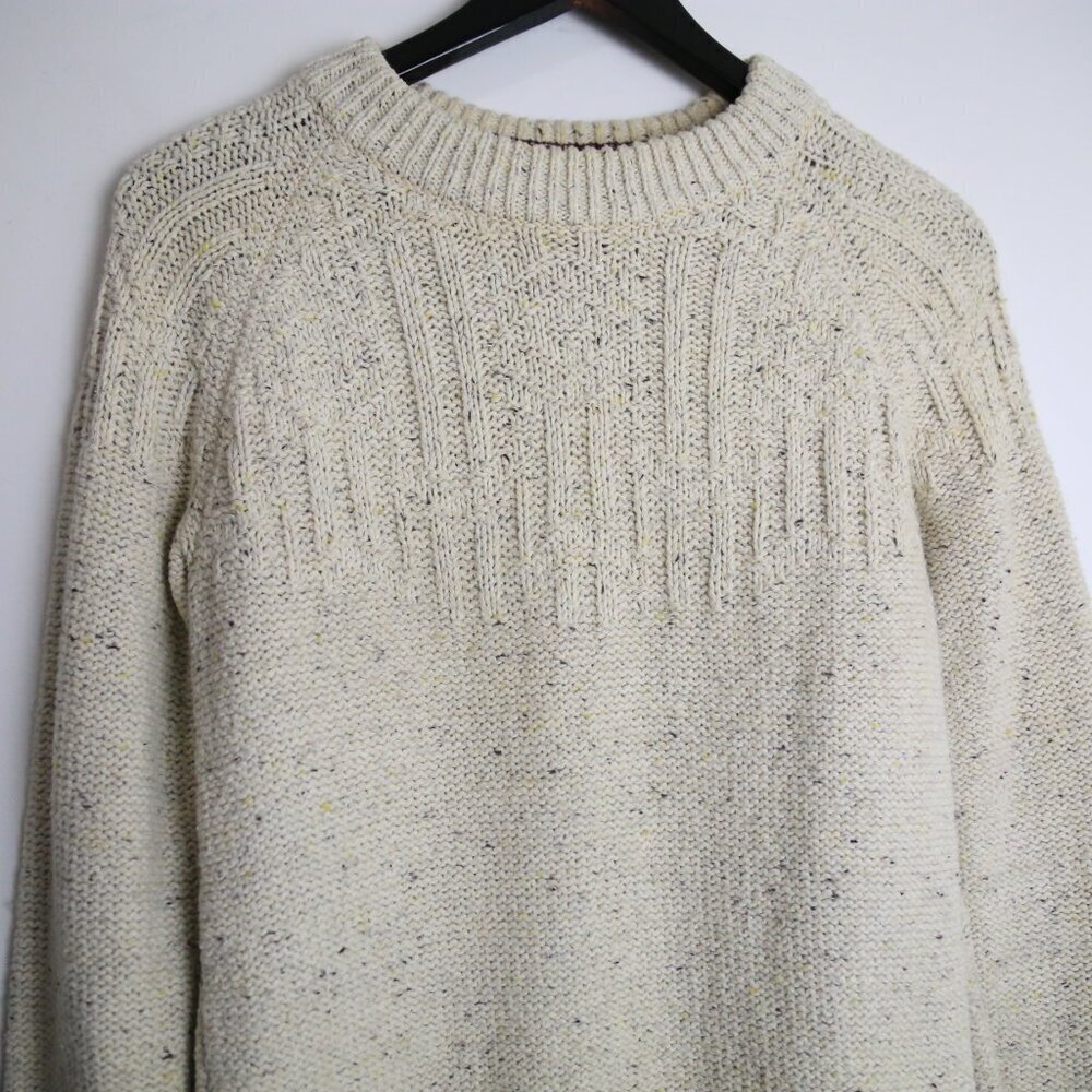 Roots Acrylic Wool Knit Speckled Oat Mix Crewneck Pullover Sweater Size Small - Picture 2 of 9